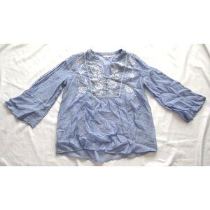 Women Maurices Floral Embroidered See Through Rayon/Nylon Blouse Sz L (WB78)